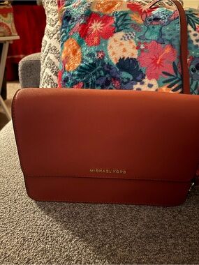 Michael Kors Saffiano Leather Crossbody in Brick